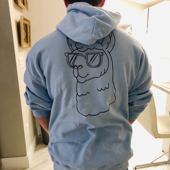 Llama graphic blue unisex Hoodie - Picture 5 of 5